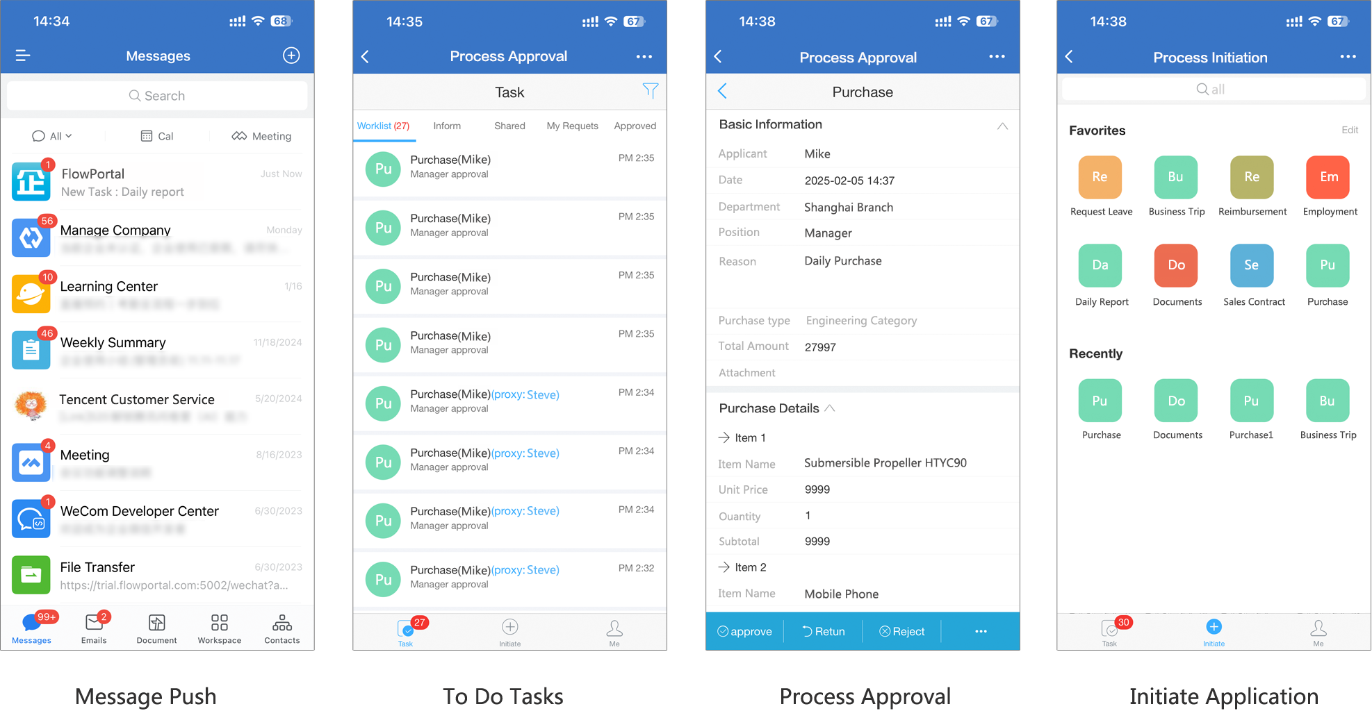 FlowPortal integrates with WeChat, enabling notifications, approval, and to - do tasks for improved efficiency.